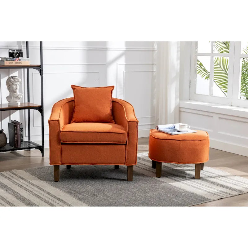 Poltrona a botte Mid-Century multicolore con poggiapiedi, 1 posto