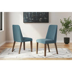 Sedia da pranzo imbottita, set da 2 – Giallo / Carbone / Verde acqua
