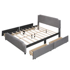 Letto Queen imbottito con contenitore e borchie – Blu/Beige/Grigio/Verde, adatto per 2