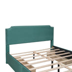 Letto Queen imbottito con contenitore e borchie – Blu/Beige/Grigio/Verde, adatto per 2