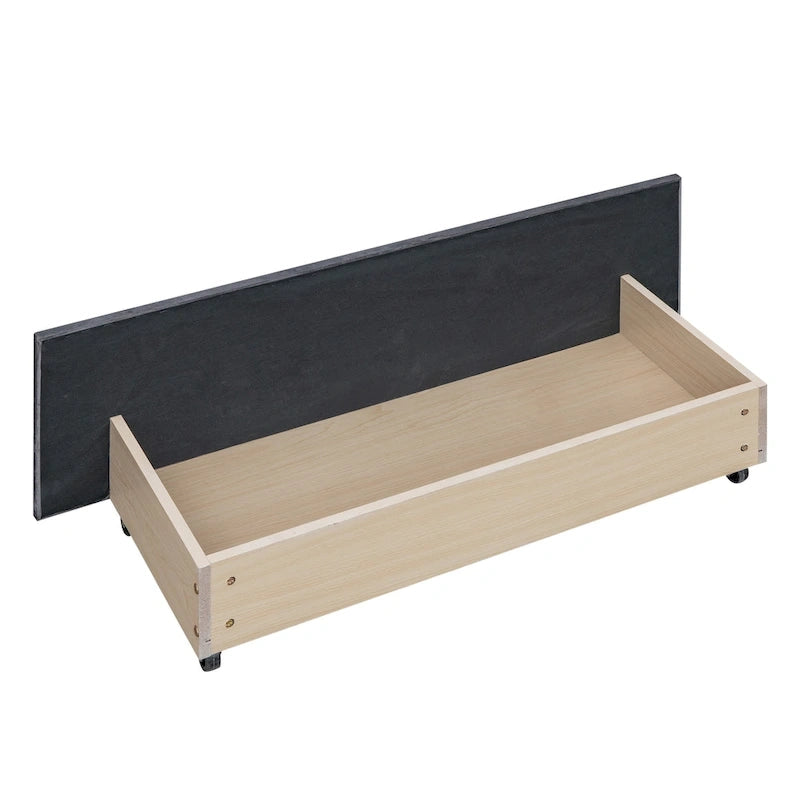 Letto Queen imbottito con contenitore e borchie – Blu/Beige/Grigio/Verde, adatto per 2