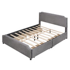 Letto Queen imbottito con contenitore e borchie – Blu/Beige/Grigio/Verde, adatto per 2