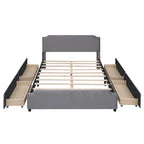 Letto Queen imbottito con contenitore e borchie – Blu/Beige/Grigio/Verde, adatto per 2
