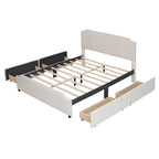 Letto Queen imbottito con contenitore e borchie – Blu/Beige/Grigio/Verde, adatto per 2
