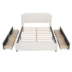 Letto Queen imbottito con contenitore e borchie – Blu/Beige/Grigio/Verde, adatto per 2