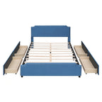 Letto Queen imbottito con contenitore e borchie – Blu/Beige/Grigio/Verde, adatto per 2
