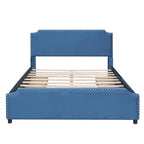 Letto Queen imbottito con contenitore e borchie – Blu/Beige/Grigio/Verde, adatto per 2