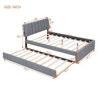 Letto imbottito con piattaforma a righe beige/grigio con letto estraibile – Matrimoniale francese/Matrimoniale, 2 posti letto