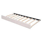 Letto imbottito con piattaforma a righe beige/grigio con letto estraibile – Matrimoniale francese/Matrimoniale, 2 posti letto