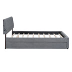 Letto imbottito con piattaforma a righe beige/grigio con letto estraibile – Matrimoniale francese/Matrimoniale, 2 posti letto