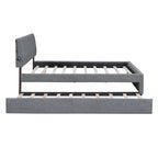 Letto imbottito con piattaforma a righe beige/grigio con letto estraibile – Matrimoniale francese/Matrimoniale, 2 posti letto