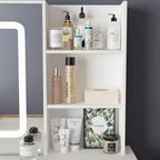 Set da toeletta bianco con specchio illuminato regolabile – Singolo, 5 cassetti