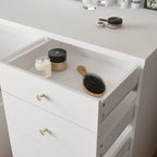 Set da toeletta bianco con specchio illuminato regolabile – Singolo, 5 cassetti