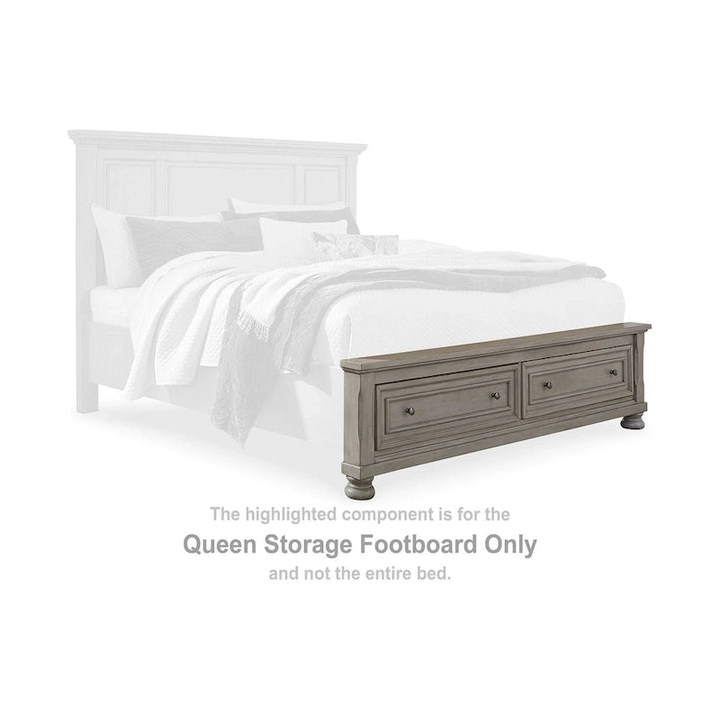 Letto contenitore con pannello grigio chiaro con 2 cassetti - King / California King / Queen