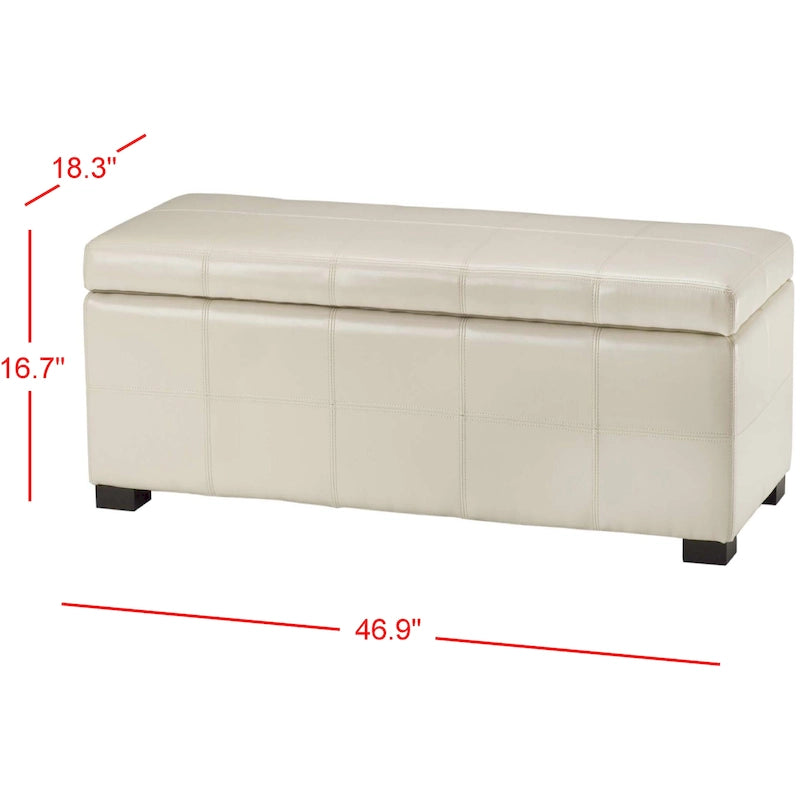 Panca contenitore in similpelle marrone/nera/crema, seduta singola – 119 cm L x 46 cm P x 43 cm A