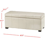Panca contenitore in similpelle marrone/nera/crema, seduta singola – 119 cm L x 46 cm P x 43 cm A