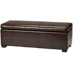 Panca contenitore in similpelle marrone/nera/crema, seduta singola – 119 cm L x 46 cm P x 43 cm A
