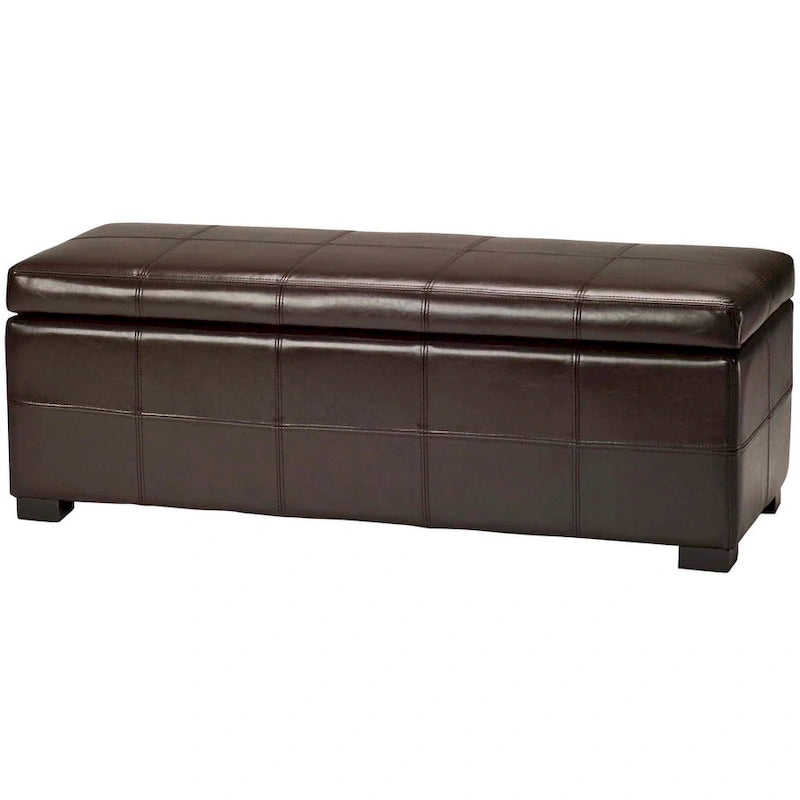 Panca contenitore in similpelle marrone/nera/crema, seduta singola – 119 cm L x 46 cm P x 43 cm A
