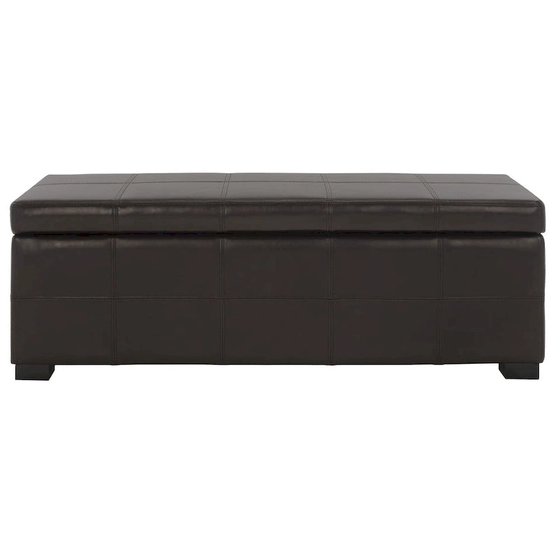 Panca contenitore in similpelle marrone/nera/crema, seduta singola – 119 cm L x 46 cm P x 43 cm A