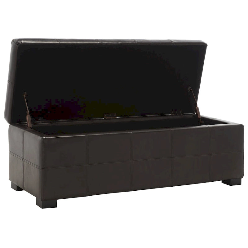 Panca contenitore in similpelle marrone/nera/crema, seduta singola – 119 cm L x 46 cm P x 43 cm A