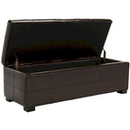 Panca contenitore in similpelle marrone/nera/crema, seduta singola – 119 cm L x 46 cm P x 43 cm A