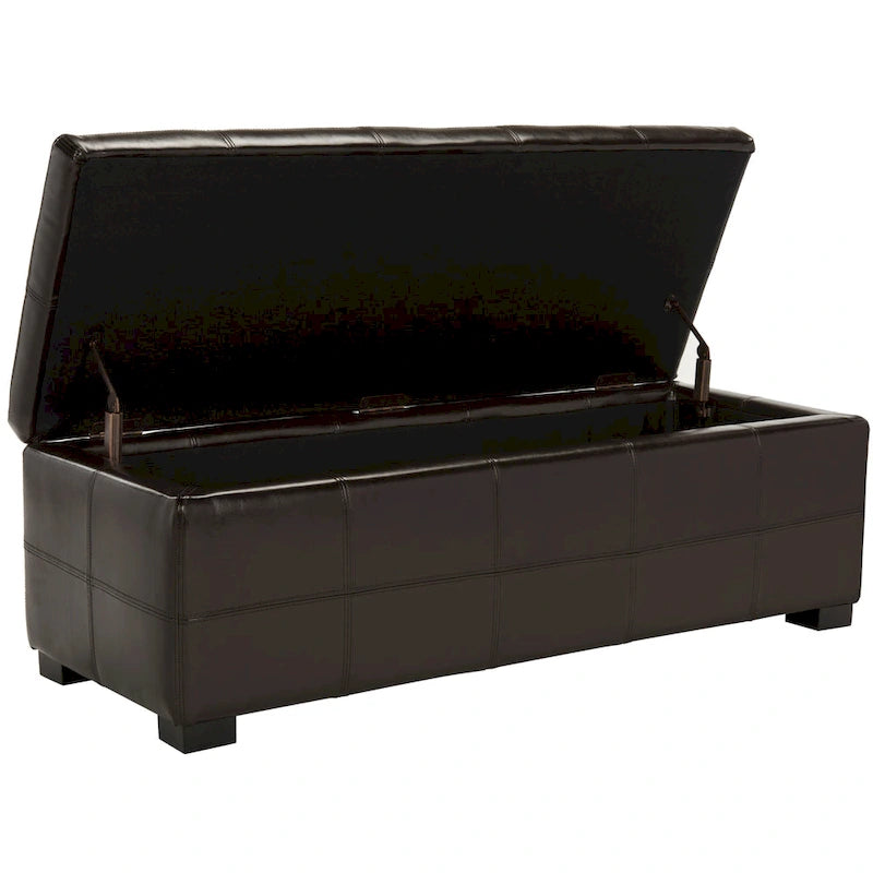 Panca contenitore in similpelle marrone/nera/crema, seduta singola – 119 cm L x 46 cm P x 43 cm A