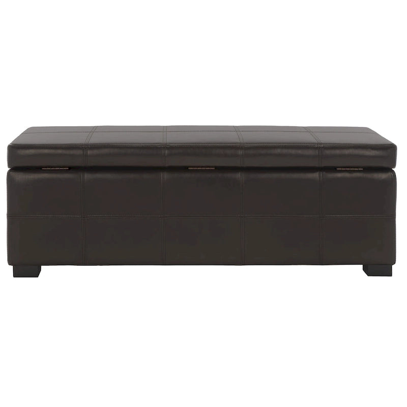 Panca contenitore in similpelle marrone/nera/crema, seduta singola – 119 cm L x 46 cm P x 43 cm A