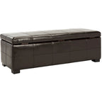 Panca contenitore in similpelle marrone/nera/crema, seduta singola – 119 cm L x 46 cm P x 43 cm A