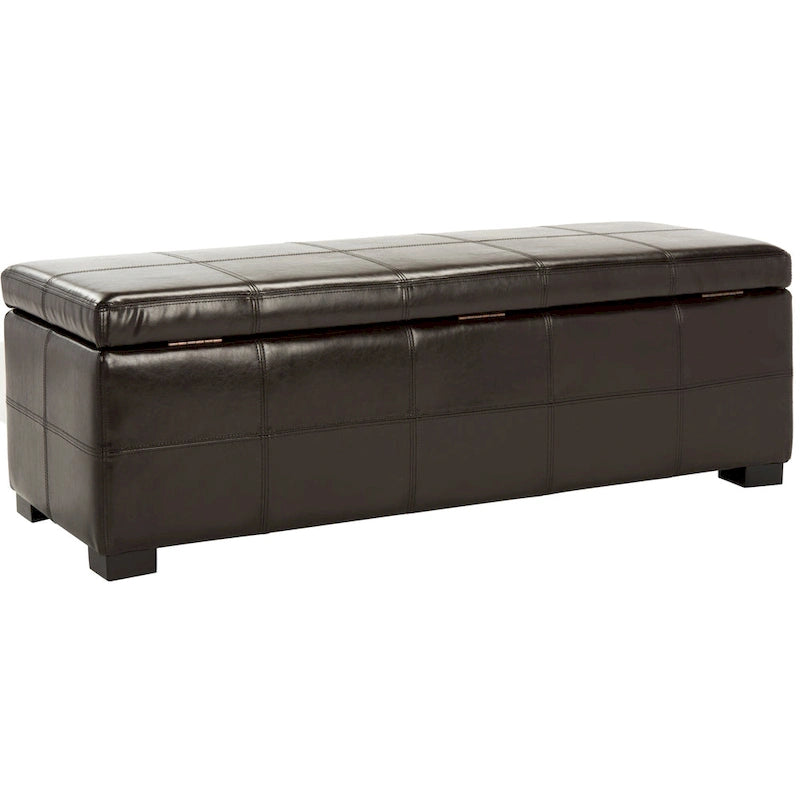 Panca contenitore in similpelle marrone/nera/crema, seduta singola – 119 cm L x 46 cm P x 43 cm A