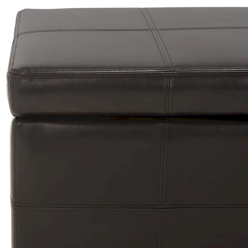 Panca contenitore in similpelle marrone/nera/crema, seduta singola – 119 cm L x 46 cm P x 43 cm A