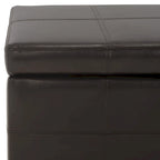 Panca contenitore in similpelle marrone/nera/crema, seduta singola – 119 cm L x 46 cm P x 43 cm A