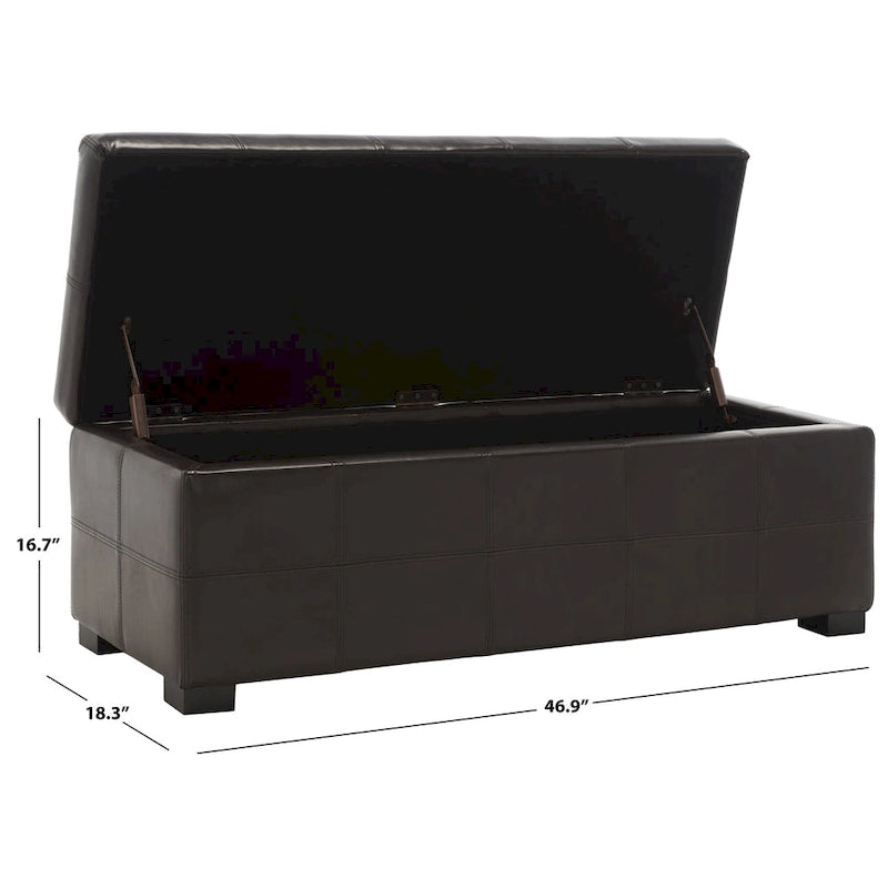 Panca contenitore in similpelle marrone/nera/crema, seduta singola – 119 cm L x 46 cm P x 43 cm A