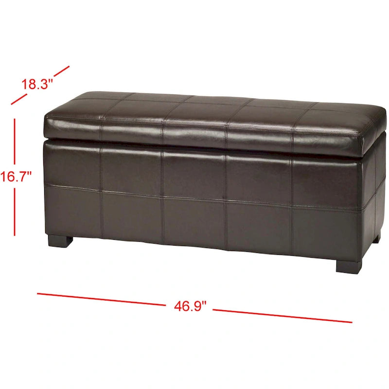 Panca contenitore in similpelle marrone/nera/crema, seduta singola – 119 cm L x 46 cm P x 43 cm A