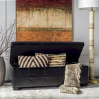 Panca contenitore in similpelle marrone/nera/crema, seduta singola – 119 cm L x 46 cm P x 43 cm A