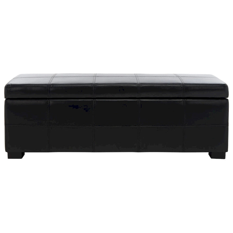 Panca contenitore in similpelle marrone/nera/crema, seduta singola – 119 cm L x 46 cm P x 43 cm A