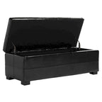 Panca contenitore in similpelle marrone/nera/crema, seduta singola – 119 cm L x 46 cm P x 43 cm A
