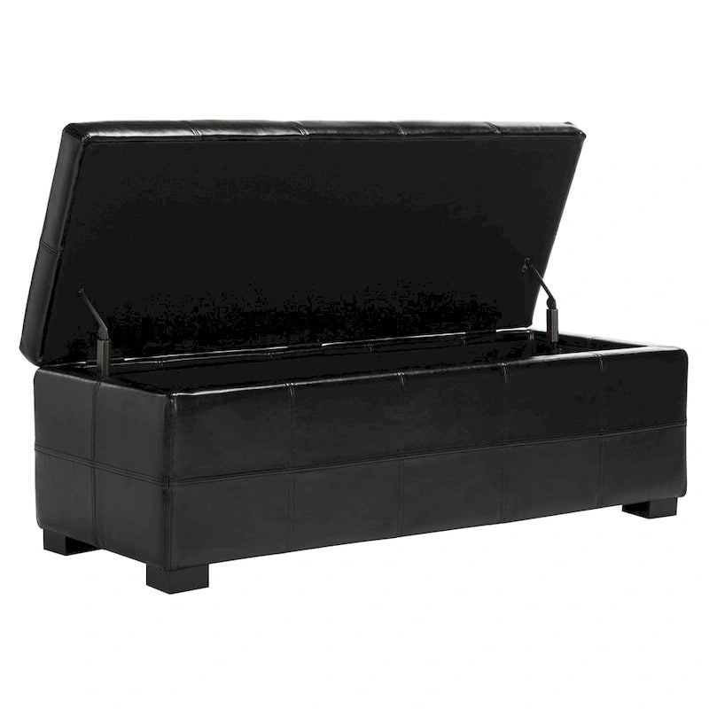 Panca contenitore in similpelle marrone/nera/crema, seduta singola – 119 cm L x 46 cm P x 43 cm A