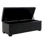 Panca contenitore in similpelle marrone/nera/crema, seduta singola – 119 cm L x 46 cm P x 43 cm A