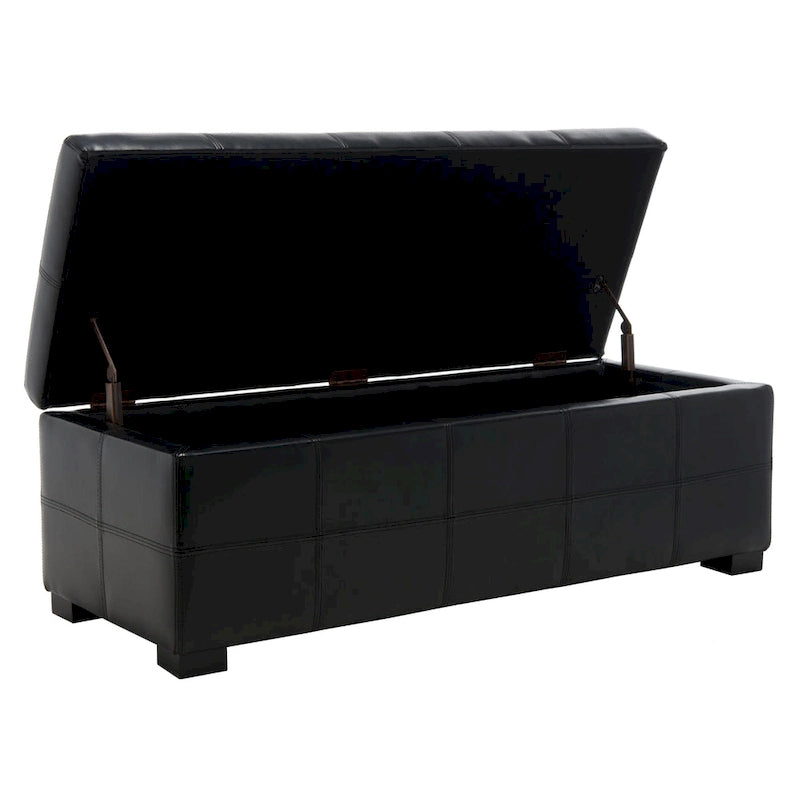 Panca contenitore in similpelle marrone/nera/crema, seduta singola – 119 cm L x 46 cm P x 43 cm A
