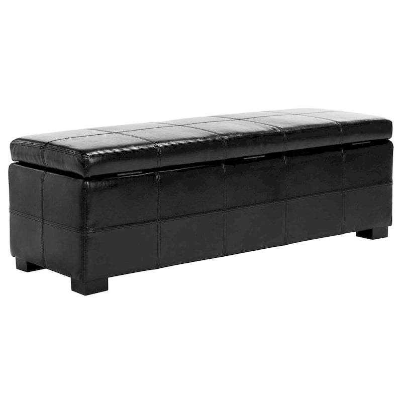 Panca contenitore in similpelle marrone/nera/crema, seduta singola – 119 cm L x 46 cm P x 43 cm A