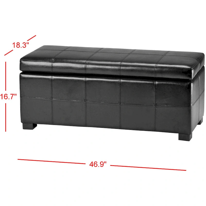 Panca contenitore in similpelle marrone/nera/crema, seduta singola – 119 cm L x 46 cm P x 43 cm A