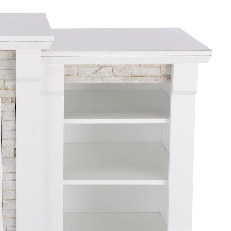 Camino Elettrico a LED Bianco con Librerie – Interni in Mattoni o a Specchio, 1 Vano