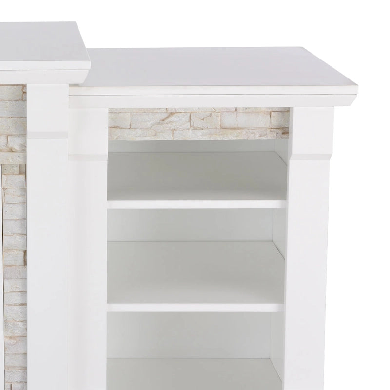 Camino Elettrico a LED Bianco con Librerie – Interni in Mattoni o a Specchio, 1 Vano