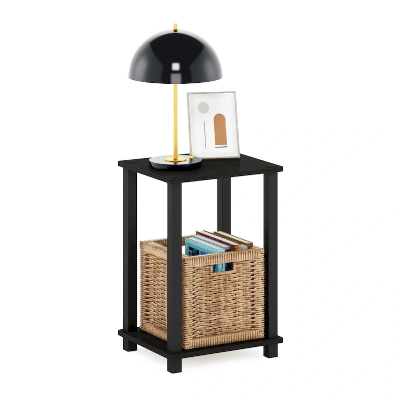 Tavolino da Salotto Espresso/Quercia francese/Pino ambrato/Bianco con Ripiano Contenitore, Singolo