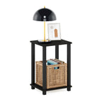 Tavolino da Salotto Espresso/Quercia francese/Pino ambrato/Bianco con Ripiano Contenitore, Singolo