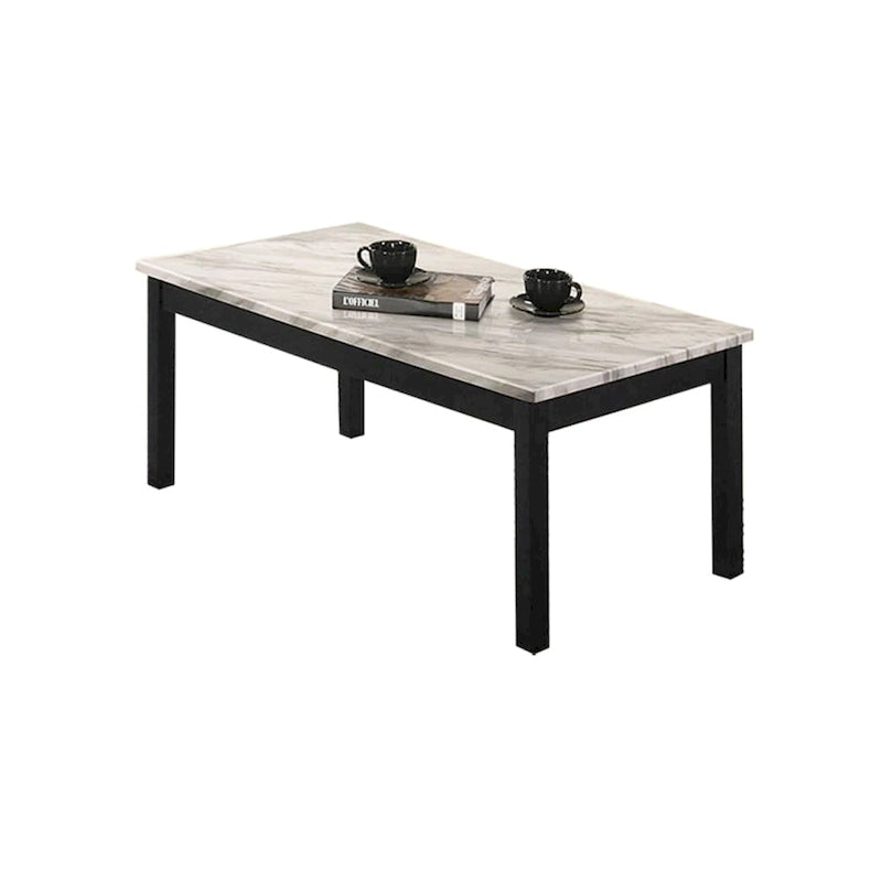Set Tavolini da Caffè con Ripiano in Finto Marmo Nero / Bianco e Nero – 3 Pezzi