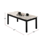 Set Tavolini da Caffè con Ripiano in Finto Marmo Nero / Bianco e Nero – 3 Pezzi
