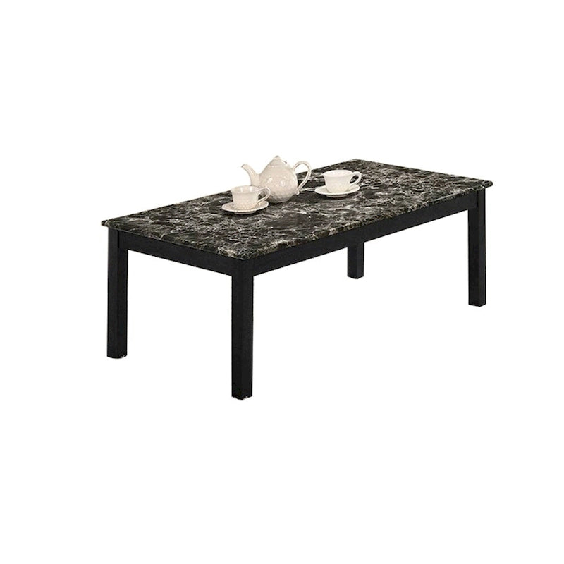 Set Tavolini da Caffè con Ripiano in Finto Marmo Nero / Bianco e Nero – 3 Pezzi