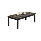 Set Tavolini da Caffè con Ripiano in Finto Marmo Nero / Bianco e Nero – 3 Pezzi