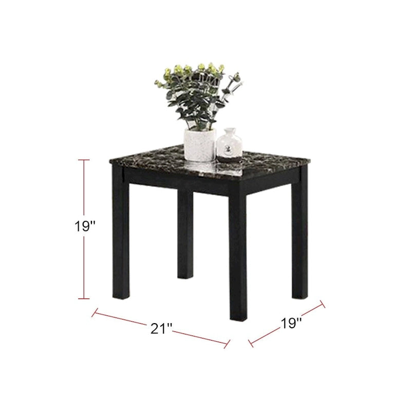 Set Tavolini da Caffè con Ripiano in Finto Marmo Nero / Bianco e Nero – 3 Pezzi